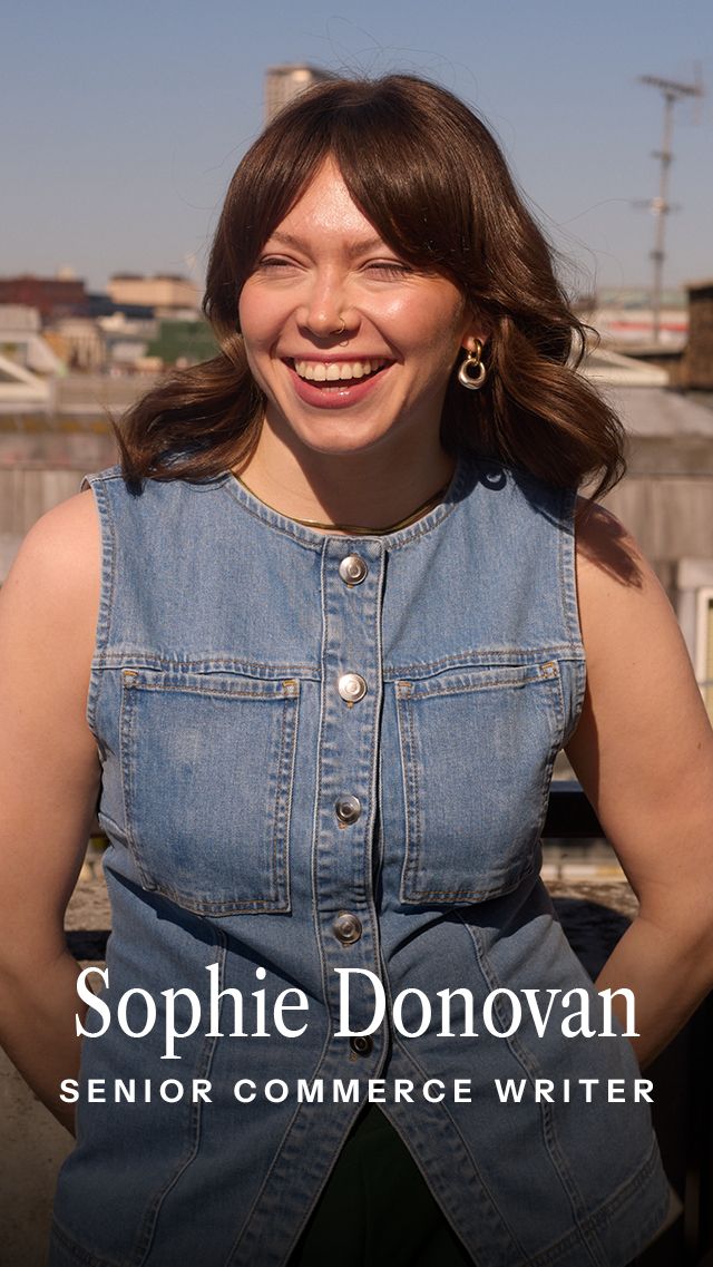 Image may contain Daisy Lewis Clothing Pants Photography Vest Face Head Person Portrait Adult Jeans and Happy