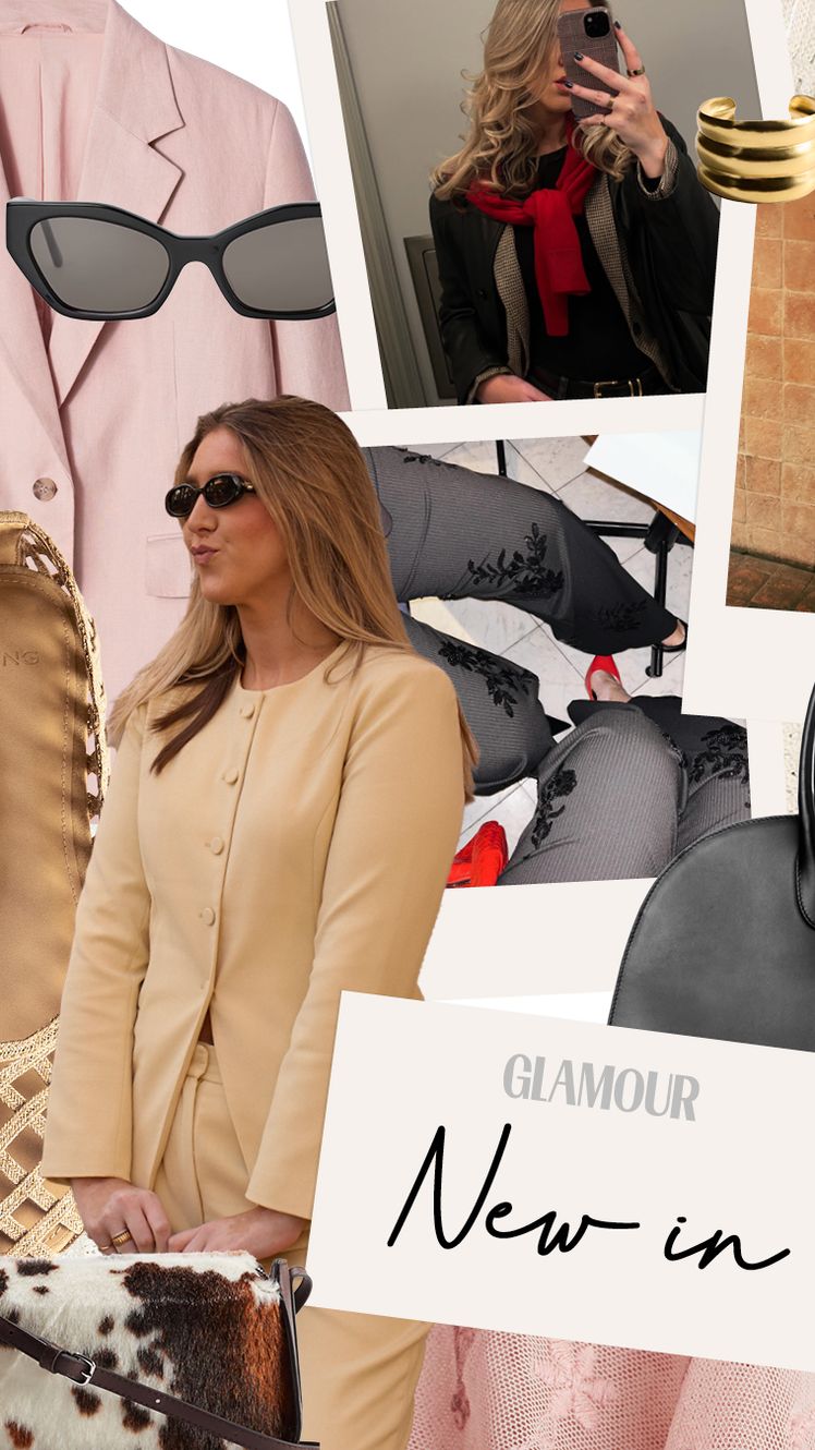 Image may contain Accessories Bag Handbag Sunglasses Purse Clothing Coat Adult Person Jacket and Glasses