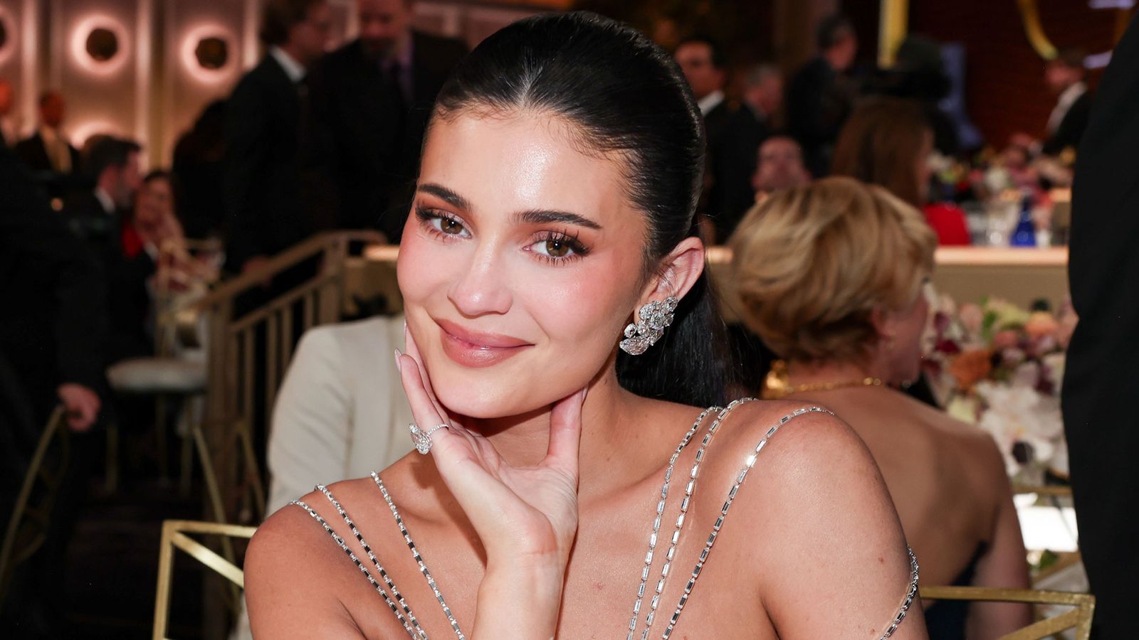 Image may contain Kylie Jenner Head Person Face Dimples Accessories Diamond Gemstone Jewelry Adult and Wedding